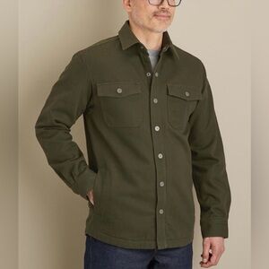 Duluth Fire Hose Canvas Tradesman's Fit Shirt Jacket Fleece-Lined Olive Men's L
